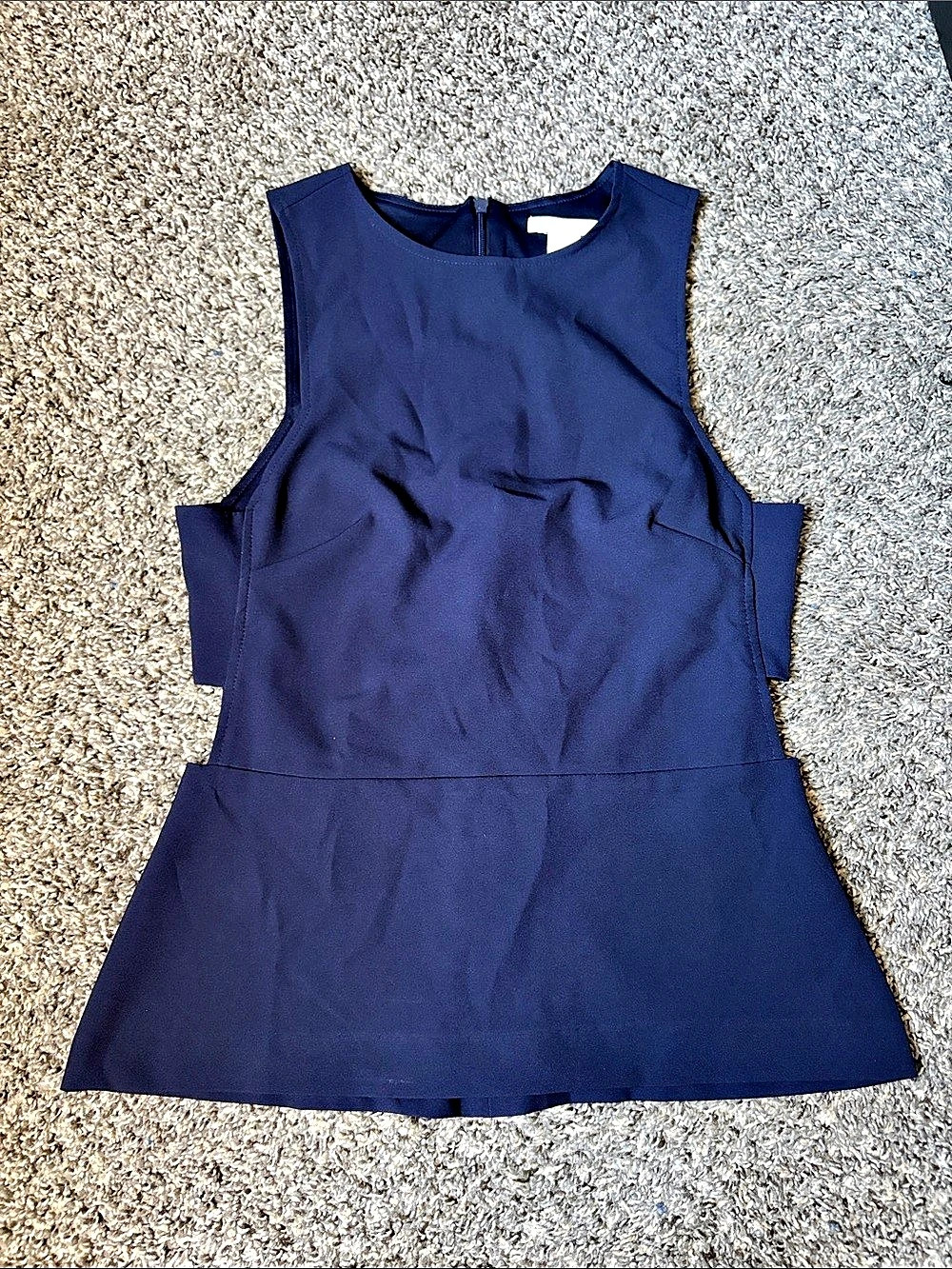 H&M Sleeveless Peplum Top Mini Dress in Blue Size 6 Like New